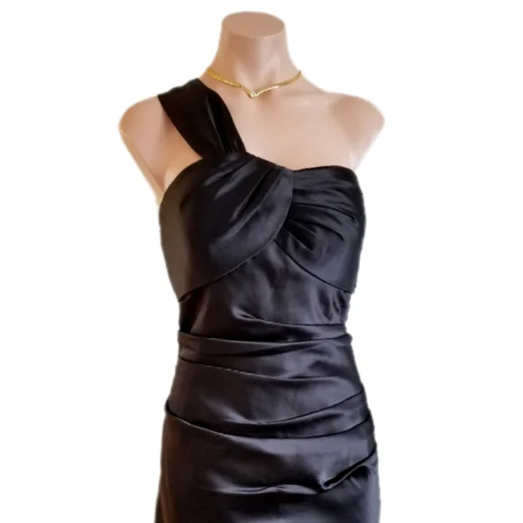 Bill Levkoff formal satin dress black size 10 - Picture 12 of 14